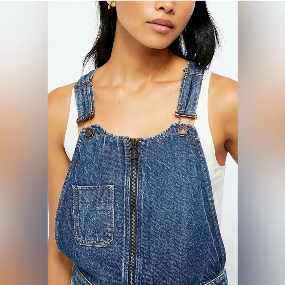 We The Free Blue Denim Overalls with Distressed Hem NWOT - Picture 5 of 7